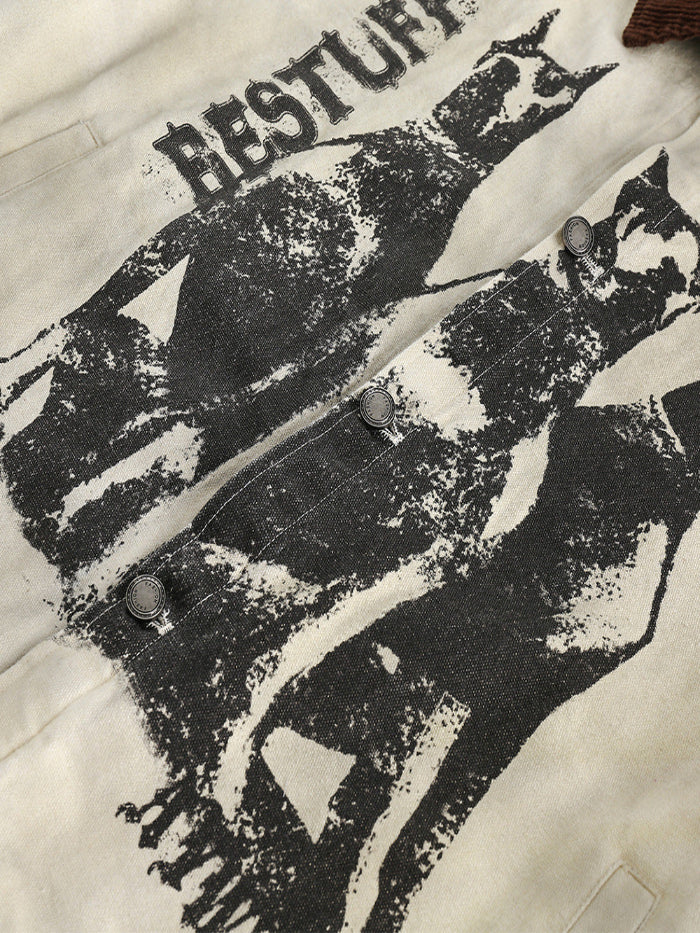 CERBERUS GRAPHIC PRINT OVERSIZED JACKET