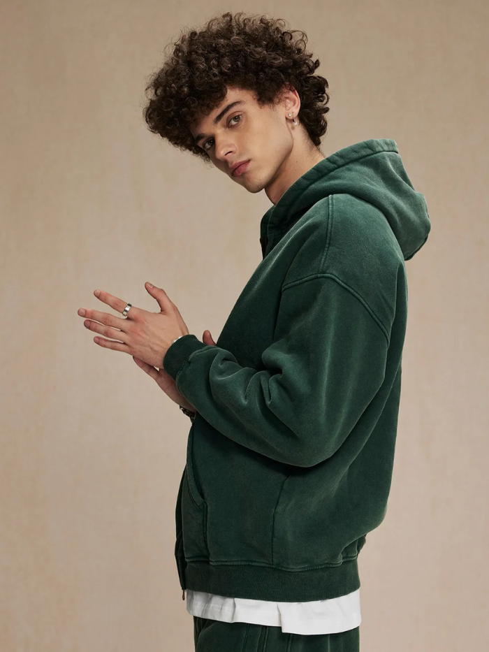 MONOCHROME OVERSIZED ZIP UP HOODIE