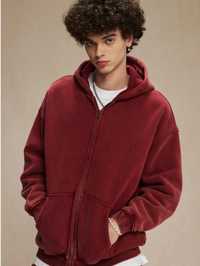 MONOCHROME OVERSIZED ZIP UP HOODIE