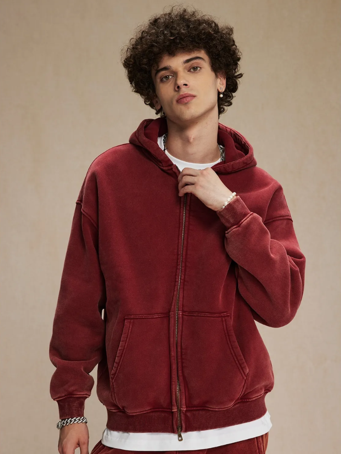 MONOCHROME OVERSIZED ZIP UP HOODIE