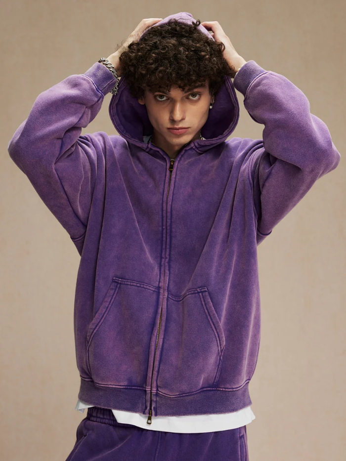 MONOCHROME OVERSIZED ZIP UP HOODIE