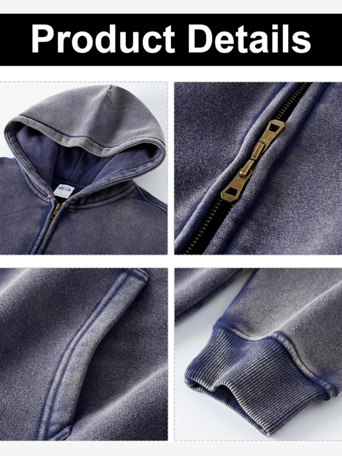 MONOCHROME OVERSIZED ZIP UP HOODIE