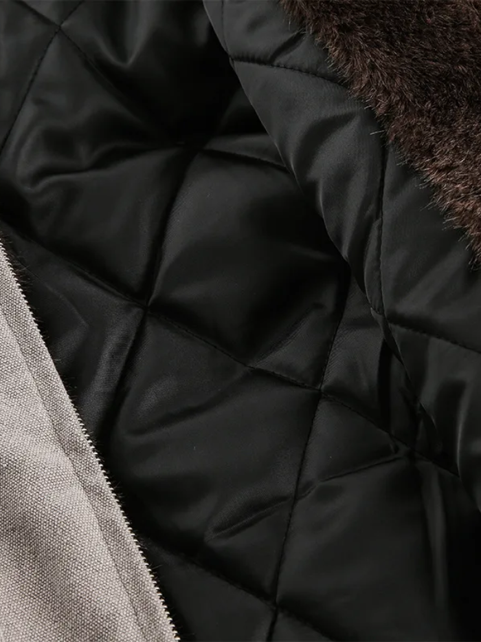 WASHED FAUX FUR ZIP-UP JACKET