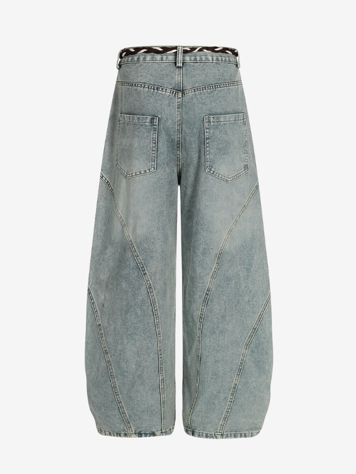 VINTAGE WASHED WIDE LEG BAGGY JEANS