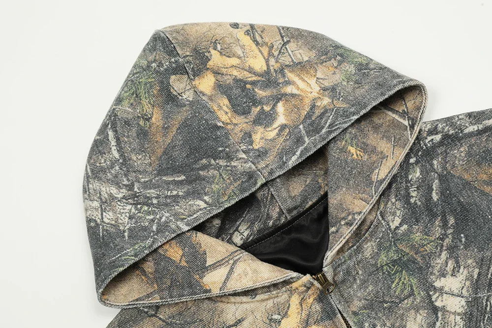 REAL CAMO FAUX FUR-LINED HOODED JACKET