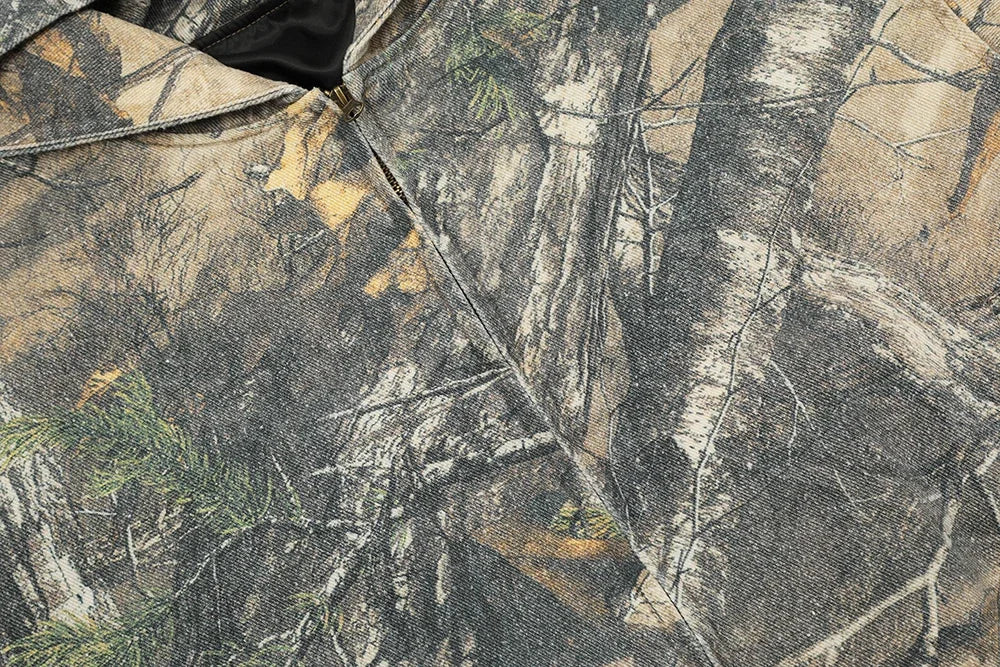 REAL CAMO FAUX FUR-LINED HOODED JACKET