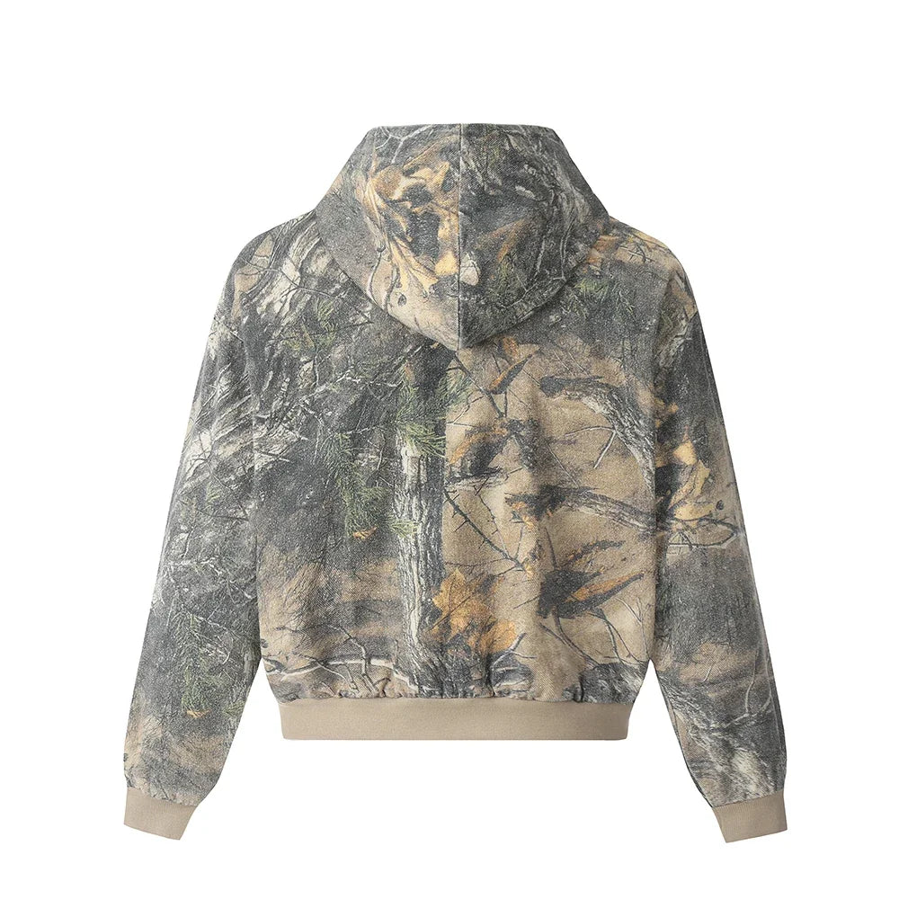 REAL CAMO FAUX FUR-LINED HOODED JACKET
