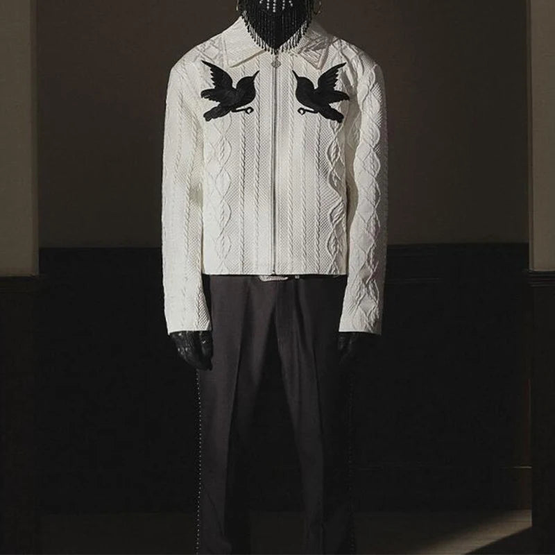 NIGHTBIRD EMBROIDERED GRAPHIC BOMBER JACKET