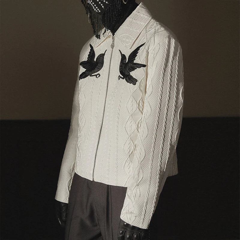 NIGHTBIRD EMBROIDERED GRAPHIC BOMBER JACKET