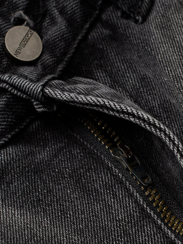 WAVECUT SLIM STRAIGHT RAW-HEM DENIM JEANS