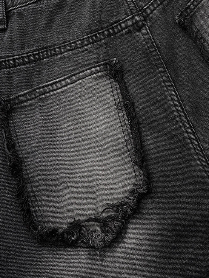 WAVECUT SLIM STRAIGHT RAW-HEM DENIM JEANS