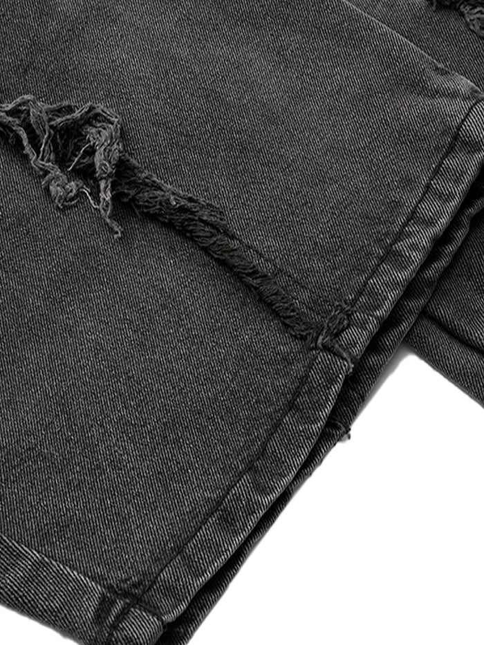 WAVECUT SLIM STRAIGHT RAW-HEM DENIM JEANS