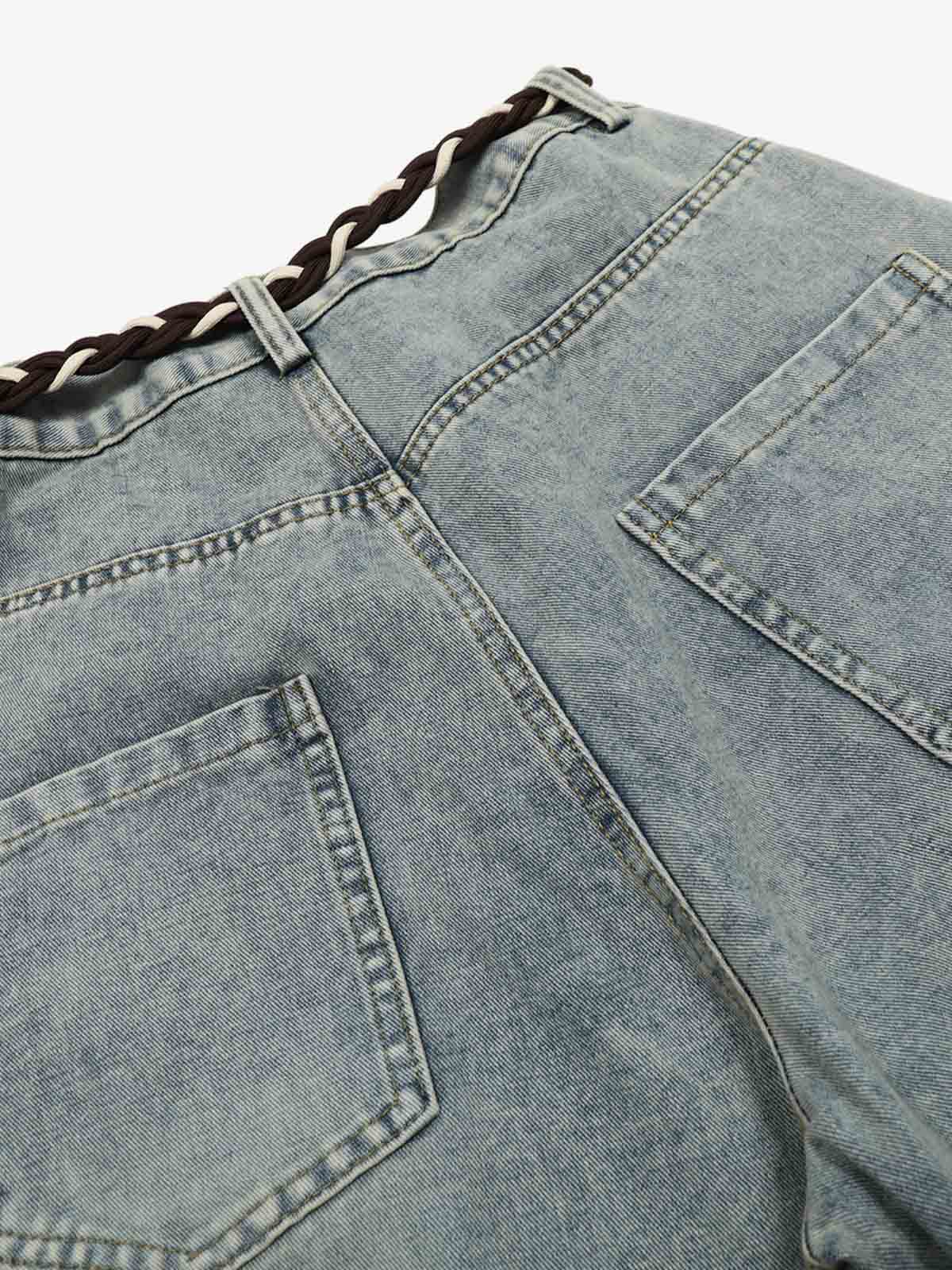 VINTAGE WASHED WIDE LEG BAGGY JEANS