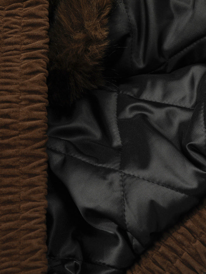 VINTAGE FAUX FUR HOODED STREETWEAR JACKET