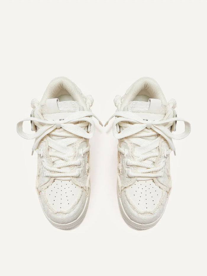 DISTRESSED CANVAS LOW-TOP CASUAL SNEAKERS