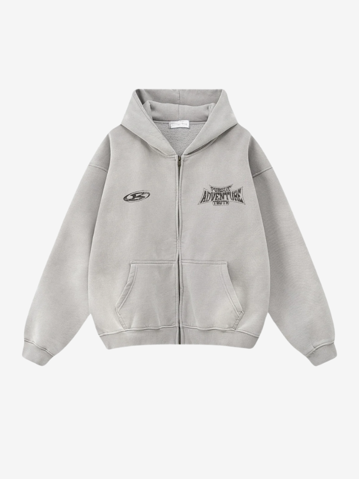 WASHED GRAPHIC ZIP HOODIE