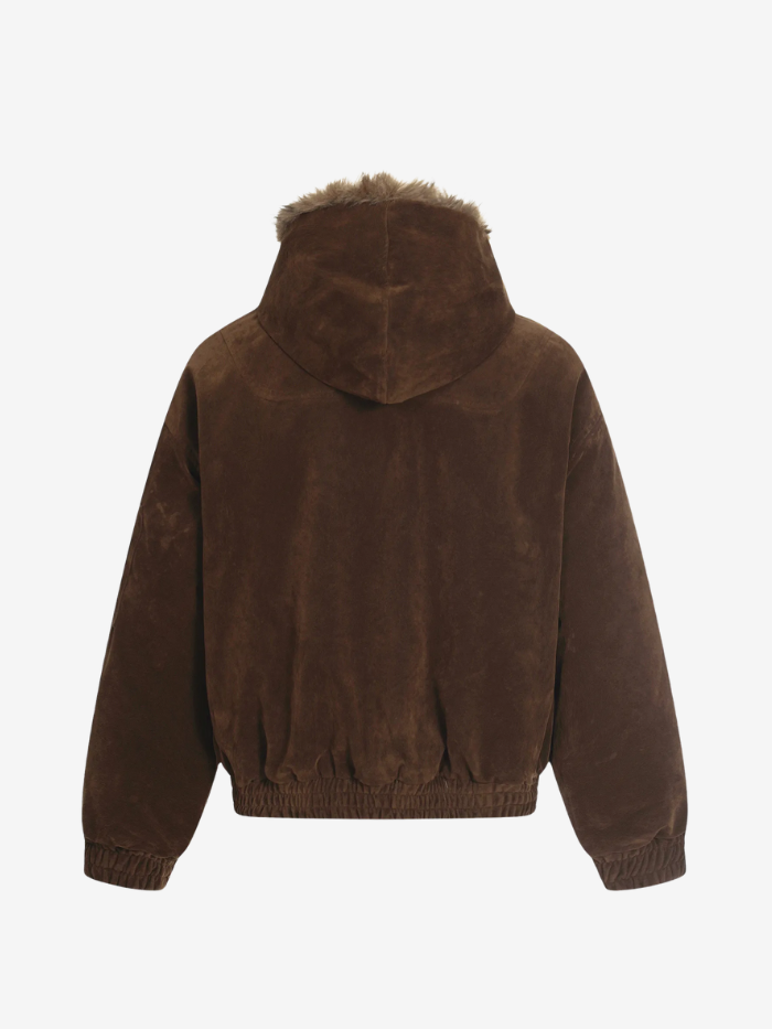 VINTAGE FAUX FUR HOODED STREETWEAR JACKET