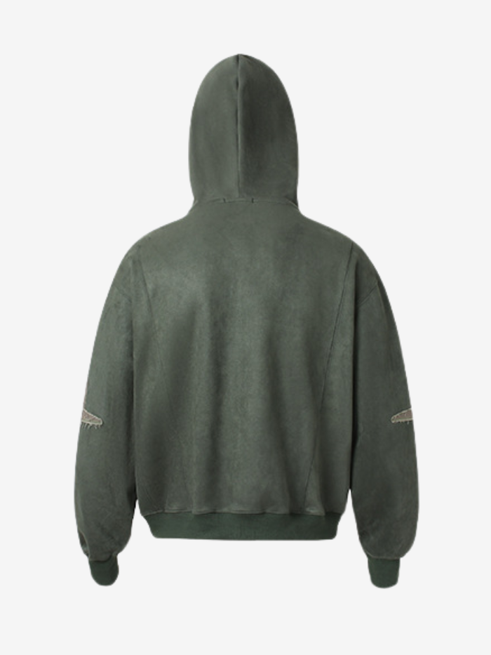 GOTHIC EMBROIDERED ZIP UP HOODIE