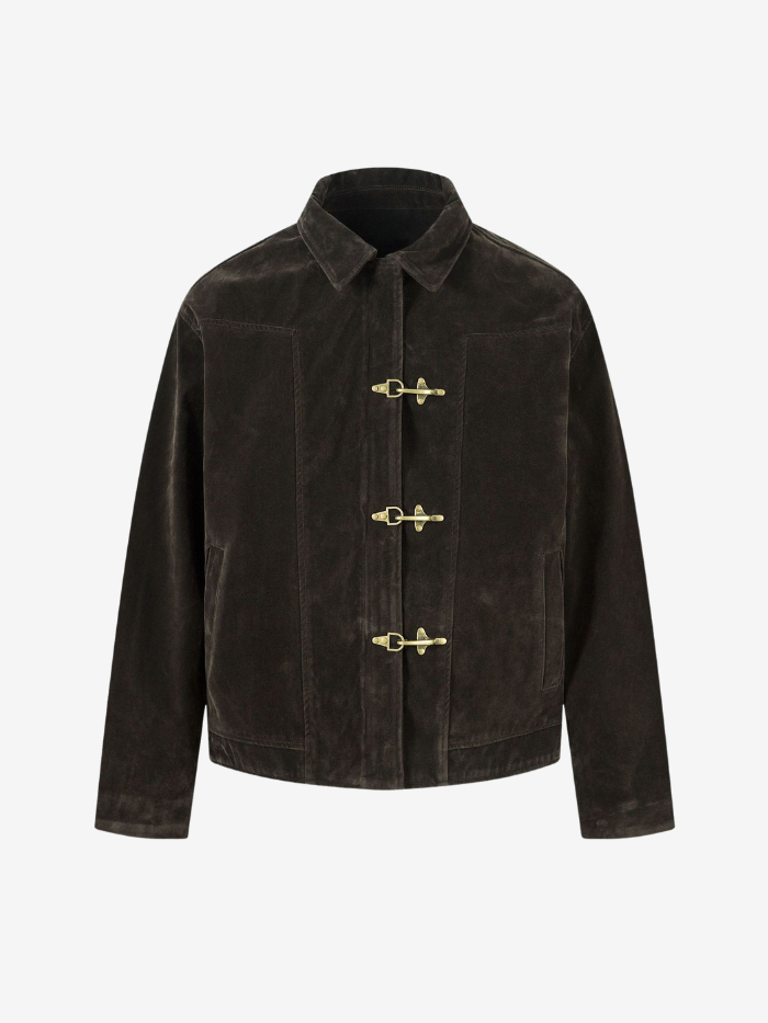 VINTAGE METAL BUCKLE SUEDE LAPEL JACKET
