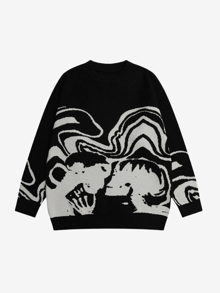 ABSTRACT WAVE KNIT SWEATER