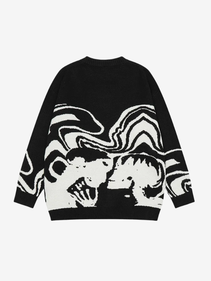 ABSTRACT WAVE KNIT SWEATER