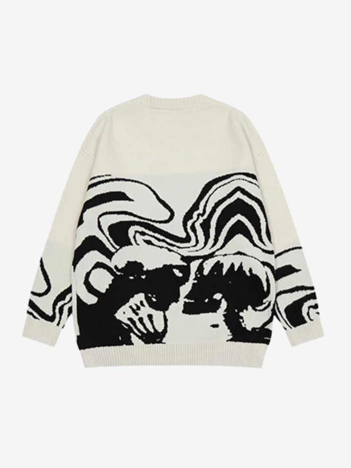 ABSTRACT WAVE KNIT SWEATER