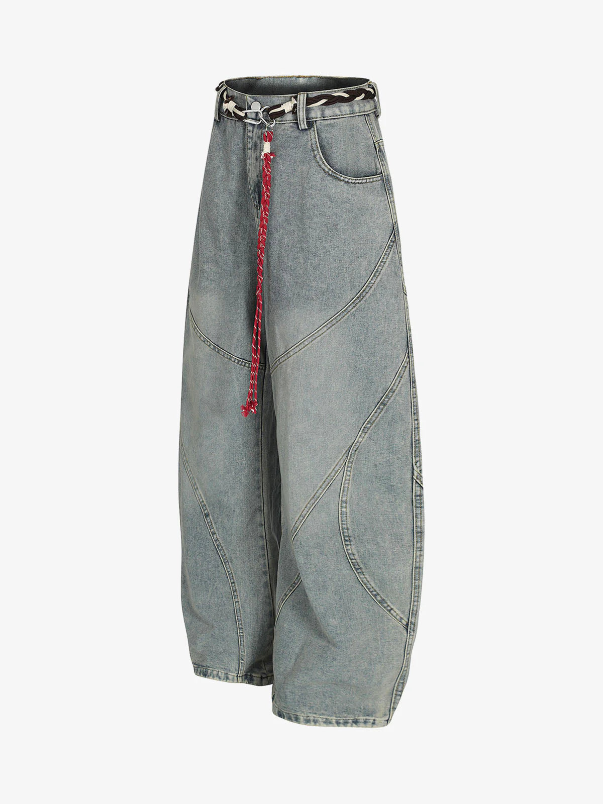 VINTAGE WASHED WIDE LEG BAGGY JEANS