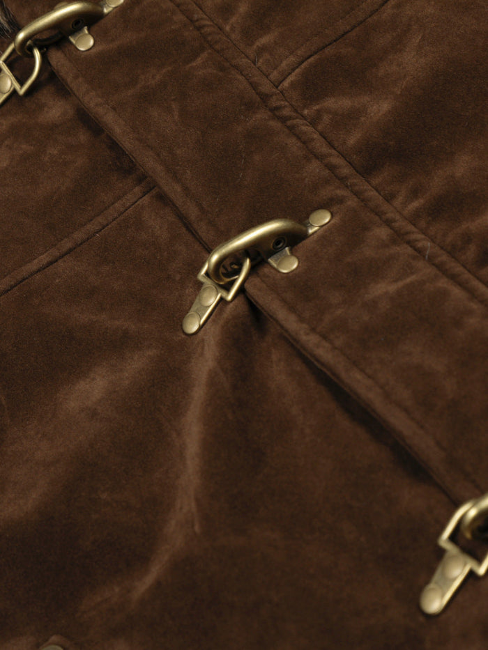 VINTAGE FAUX FUR HOODED STREETWEAR JACKET